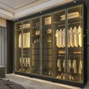 Ver imagem 1 de Guarda-Roupa Casal Valenza 6 Portas 100% MDF com LED e Vidro Grafite - Pnr Móveis