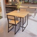 Ver imagem 1 de Conjunto Mesa de Jantar Quadrada 2 Cadeiras Pinus Riviera Industrial Preto Don Castro Decor Riviera