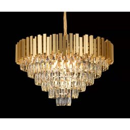 Lustre Redondo Dourado com Cristais 15E14 70cm PARIS LUZ - 1