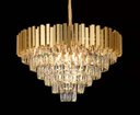 Ver imagem 1 de Lustre Redondo Dourado com Cristais 15E14 70cm PARIS LUZ
