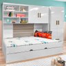 Quarto Modulado Eloá com Guarda Roupa 2 Portas, Modulo Aéreo e Cama com Auxiliar Branco - 3