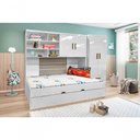 Ver imagem 4 de Quarto Modulado Eloá com Guarda Roupa 2 Portas, Modulo Aéreo e Cama com Auxiliar Branco