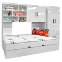 Ver imagem 1 de Quarto Modulado Eloá com Guarda Roupa 2 Portas, Modulo Aéreo e Cama com Auxiliar Branco
