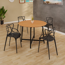 Ver imagem 2 de Sala de Jantar Mesa 90cm 4 Cadeiras Allegra Estilo Moderno