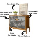Ver imagem 3 de Cantinho do Café Aparador Buffet Intense 2 Portas C/ Pés em Madeira Freijó/cinza Perolizado