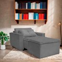 Ver imagem 2 de Poltrona Cama com Puff para Sala Confortavél Moderna Suede