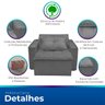 Poltrona Cama com Puff para Sala Confortavél Moderna Suede - 3