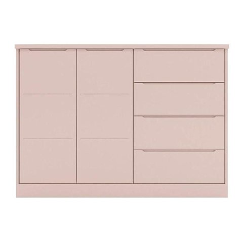 Cômoda Infantil Pérola 4 Gavetas 2 Portas MDF Rosê Phoenix Baby