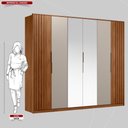 Ver imagem 4 de Guarda Roupa Casal 6 Portas com Ripado e com Espelho 6 Gavetas Atrice - Nogueira/nude Prime Tx