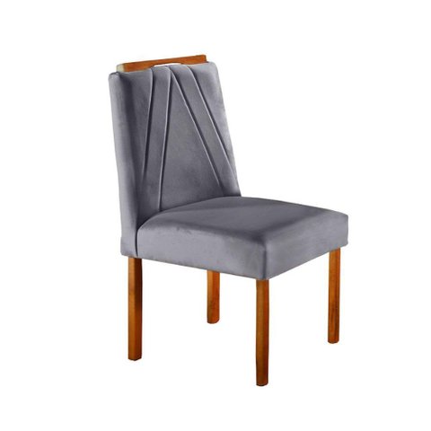 Par de Cadeiras Safira em Madeira Maciça Móveis Mundial Cinza Profundo