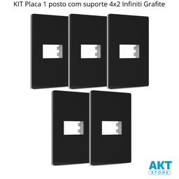 Kit 5 Placa 4x2 1posto Grafite C/ Suporte Infiniti Margirius Cor:grafite - 2