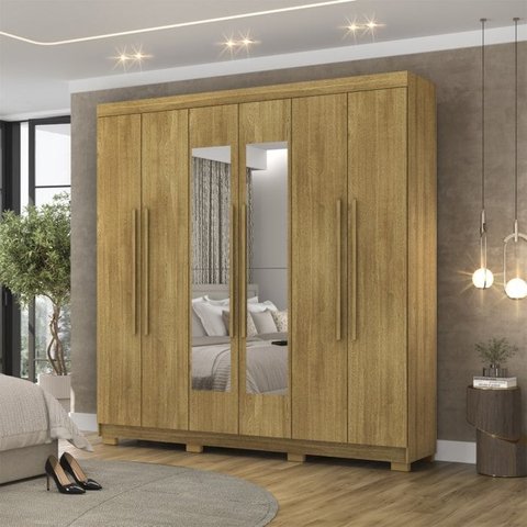 Guarda Roupa Casal 6 Portas 2g Espelho 218 Cm Nature Vlr