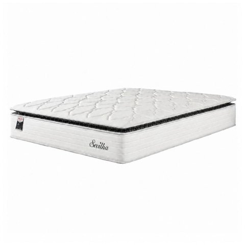 Colchão Casal King Molas Ensacadas com Pillow Sevilha Branco/Cinza Hellen