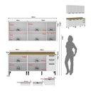 Ver imagem 3 de Cozinha Compacta Mdf 4 Peças com Armário e Balcão com Tampo Multimóveis Cr20453 Branco/carvalho