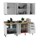 Ver imagem 4 de Cozinha Compacta Mdf 4 Peças com Armário e Balcão com Tampo Multimóveis Cr20453 Branco/carvalho