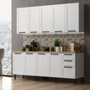 Ver imagem 1 de Cozinha Compacta Mdf 4 Peças com Armário e Balcão com Tampo Multimóveis Cr20453 Branco/carvalho