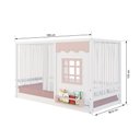 Ver imagem 4 de Cama Montessoriano Casinha Reta com Janela e Cortina Madeira Maciça Branco/rosa Housin