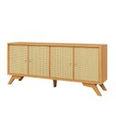 Ver imagem 4 de Buffet Aparador Retrô 4 Portas Palha Natural 100% MDF 180cm Marrom Carvalho Rose