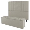 Ver imagem 1 de Kit Cabeceira e Baú Cama Box Solteiro Grace 90cm Sintético Bege - Desk Design