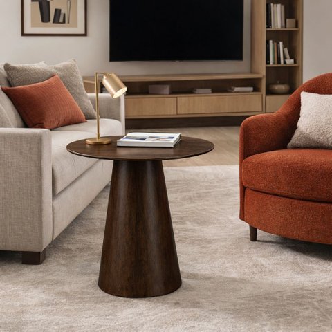 Mesa de Apoio em Lâmina Natural de Tauari Design Contemporâneo Desirée Oona Design Castanho
