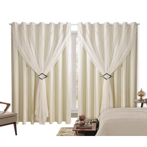 Cortina Blackout PVC 6,00m X 2,50m Com Voil Palha