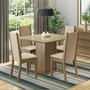 Ver imagem 1 de Mesa Tampo de Vidro com 4 Cadeiras Rustic Crema Pérola