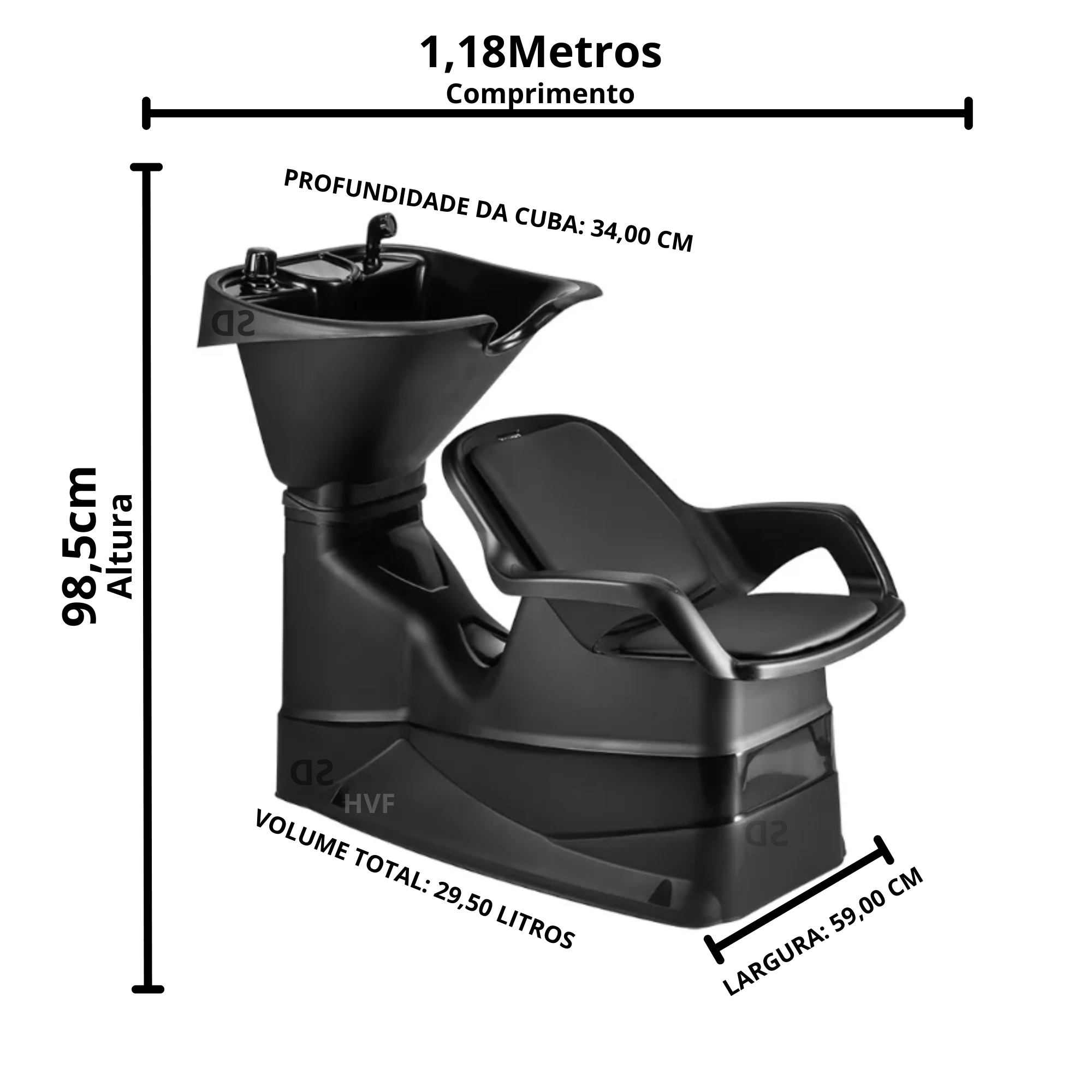 Lavatório de Salão P/ Cabelo Cabelereiro e Aquecedo Água - 3