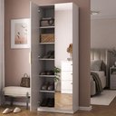 Ver imagem 2 de Sapateira Vertical Moderna 187cm 2 Portas C/ Espelho 100% Mdf Cor:branco