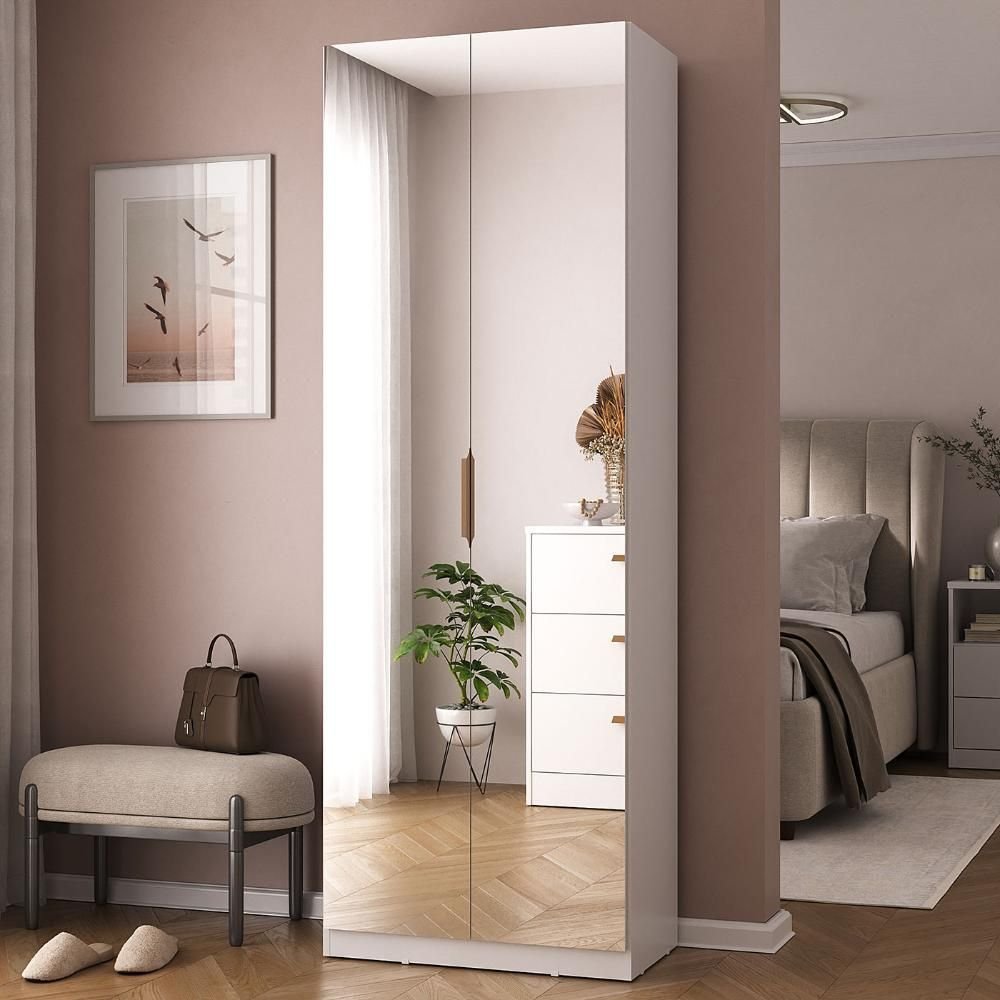Sapateira Vertical Moderna 187cm 2 Portas C/ Espelho 100% Mdf Cor