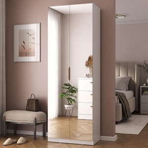 Sapateira Vertical Moderna 187cm 2 Portas C/ Espelho 100% Mdf Cor:branco