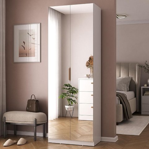 Sapateira Vertical Moderna 187cm 2 Portas C/ Espelho 100% Mdf Cor:branco