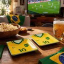 Ver imagem 3 de Kit 2 Unidades Prato para Petiscos Copa do Mundo Petisqueira de Vidro Camisa 10 Brasil Decoração