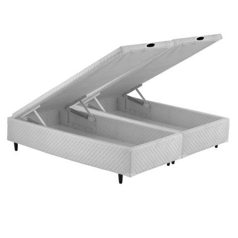 Cama Box Baú Casal Bipartido Poliester(138x188) - Branco