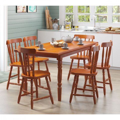 Conjunto Mesa de Jantar Piratini com 6 Cadeiras Mel