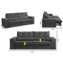 Ver imagem 2 de Sofá Retrátil e Reclinável 3 Lugares 2,10m com Molas Milena Suede Cinza Rover & Beato