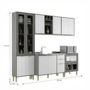 Ver imagem 3 de Cozinha Compacta Modulada com Vidro 10 Portas 5 Gavetas Domus Espresso Móveis Cinza/Silver/Branco