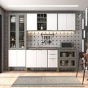 Ver imagem 1 de Cozinha Compacta Modulada com Vidro 10 Portas 5 Gavetas Domus Espresso Móveis Cinza/Silver/Branco
