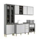 Ver imagem 2 de Cozinha Compacta Modulada com Vidro 10 Portas 5 Gavetas Domus Espresso Móveis Cinza/Silver/Branco