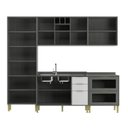 Ver imagem 5 de Cozinha Compacta Modulada com Vidro 10 Portas 5 Gavetas Domus Espresso Móveis Cinza/Silver/Branco