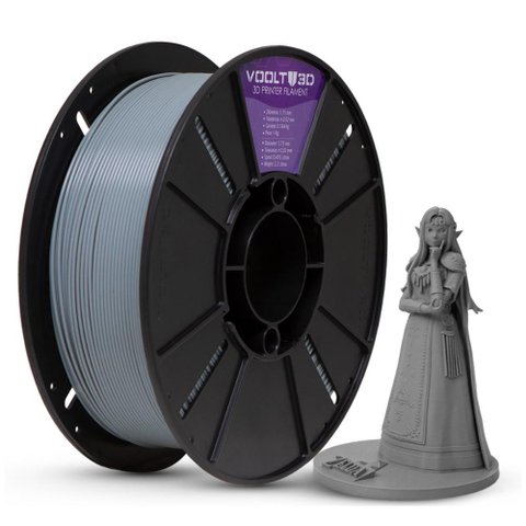 Filamento para Impressora 3d - Pla Cinza Claro Velvet - 1kg - 1,75mm - Voolt3d