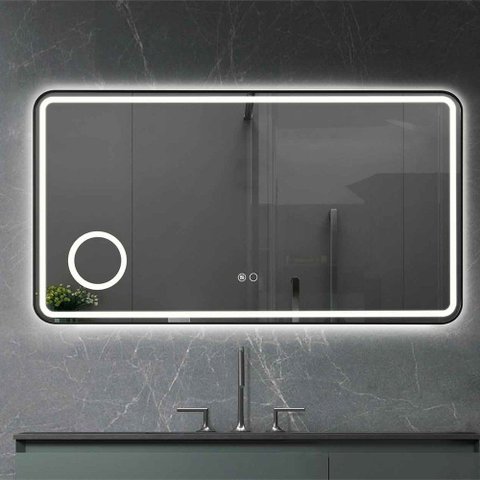 Espelho Max 110x60cm com LED Desembaçador e Som Bluetooth Baumê