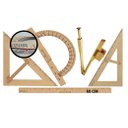 Ver imagem 1 de Kit Geométrico do Professor Mdf Com Régua 60 cm 1 Compasso Para Quadro Branco 40 cm, 1 Esquadro 30/6