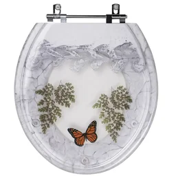 Tampa para Vaso Deca Convencional Branco com Borboleta Vermelha - 1