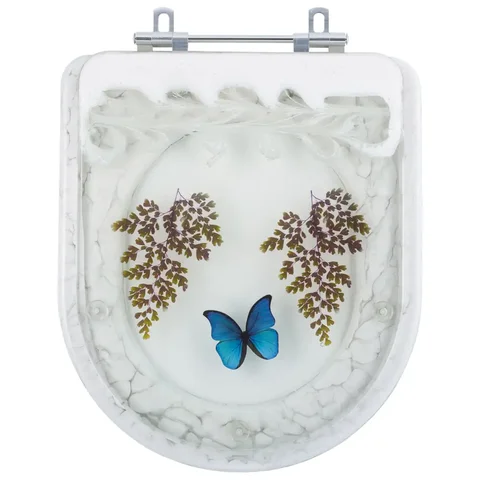 Tampa para Vaso Deca Vogue Plus Branco com Borboleta Azul