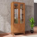 Ver imagem 1 de Cristaleira 2 Portas Vidro 4 Prateleiras 1 Nicho Pés Madeira Cedro Lyra