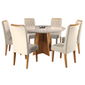 Mesa de Jantar Redonda Young com 6 Cadeiras Iza Mel/bege/vd Off White - Casa Giulia - 2