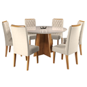 Ver imagem 2 de Mesa de Jantar Redonda Young com 6 Cadeiras Iza Mel/bege/vd Off White - Casa Giulia