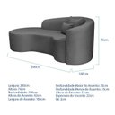 Ver imagem 3 de Recamier Curvo Orgânico 200cm 3 Lugares Lado Esquerdo para Sala de Estar Linho Londres