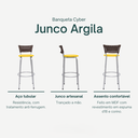 Ver imagem 3 de Banco Alto Tamborete para Balcão Junco Cappuccino Àrea de Lazer Ilha Bancada bar Churrasqueira