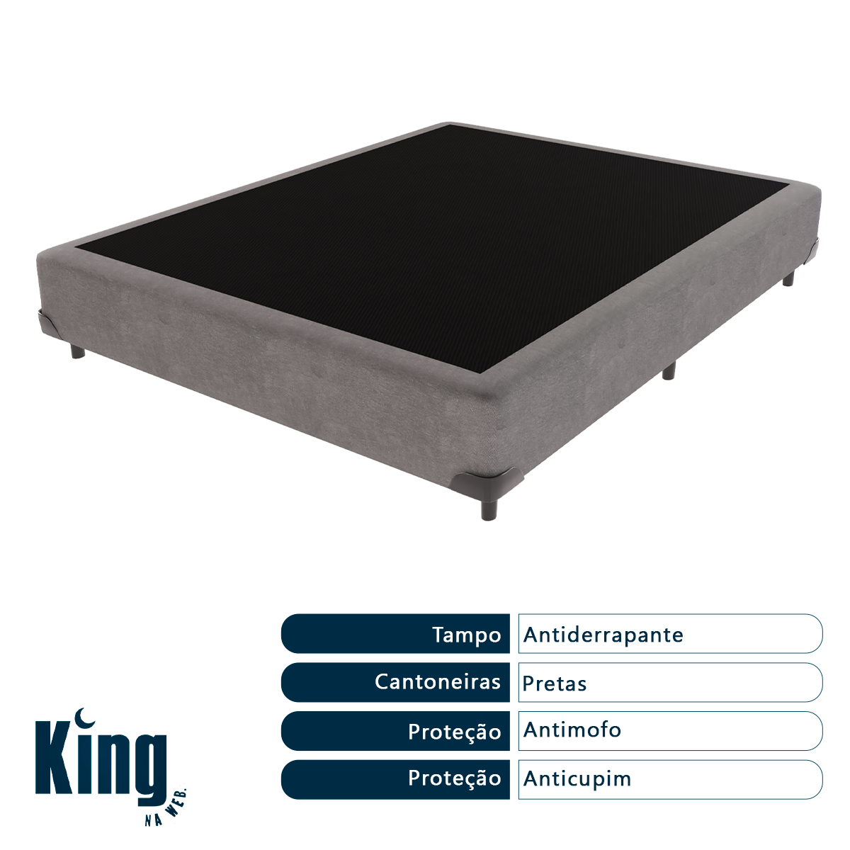 Cama Box Casal Ortobom Airtech Spring Pocket - Cinza 138x188 - 3